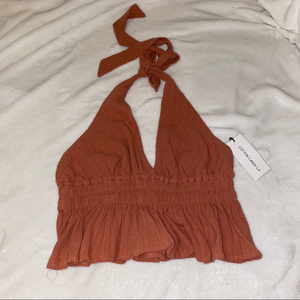 textured halter crop top size medium